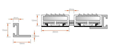  Wycieraczka aluminiowa 12 / 30 mm z wkładami tekstylnymi 60 x 40 cm