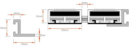 Wycieraczka aluminiowa 12 / 30 mm z wkładami gumowymi 1 m kw.